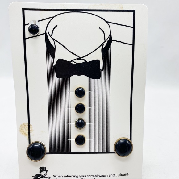 Vintage Accessories Vintage Mens Tuxedo Suit Studs Buttons Cuff Links Set Black And Gold